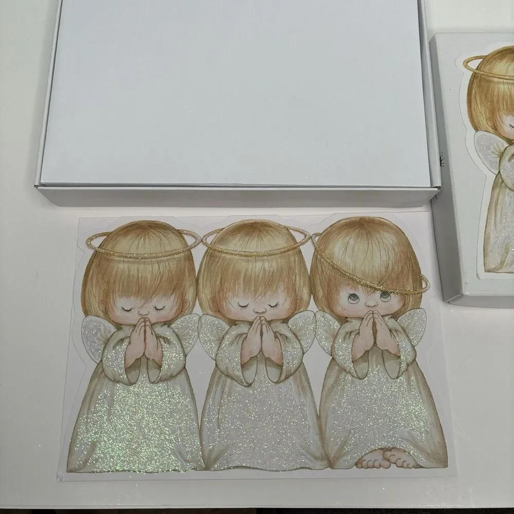 Hallmark Christmas Cards Ruth Morehead Three Little Angels Box Of 16 Foil Cards